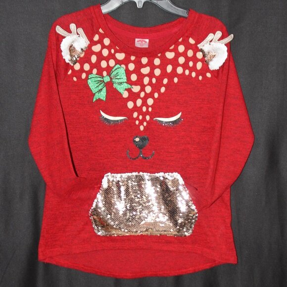 Holiday Time Reindeer Child's Red Top - Picture 3 of 12